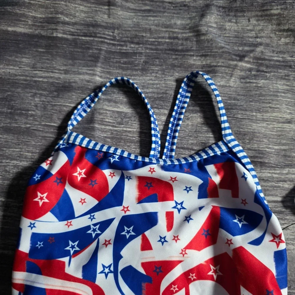 Dolfin Uglies Womens Patriotic Stars Stripes One Piece Swimsuit Size 34 NEW